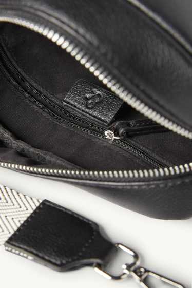 Dames - Schoudertas met afneembare draagriem - imitatieleer - zwart