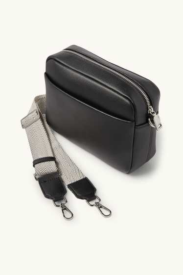 Dames - Schoudertas met afneembare draagriem - imitatieleer - zwart