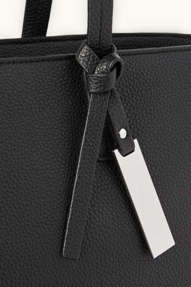 Dames - Grote shopper - imitatieleer - zwart