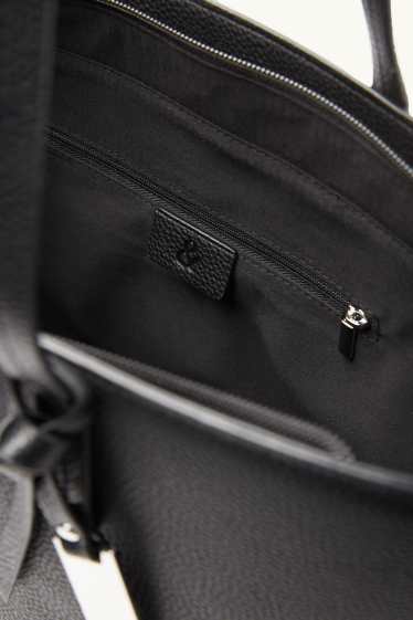 Dames - Grote shopper - imitatieleer - zwart