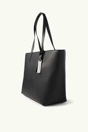 Dames - Grote shopper - imitatieleer - zwart