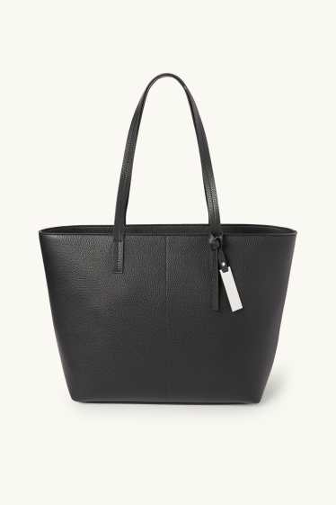 Dames - Grote shopper - imitatieleer - zwart