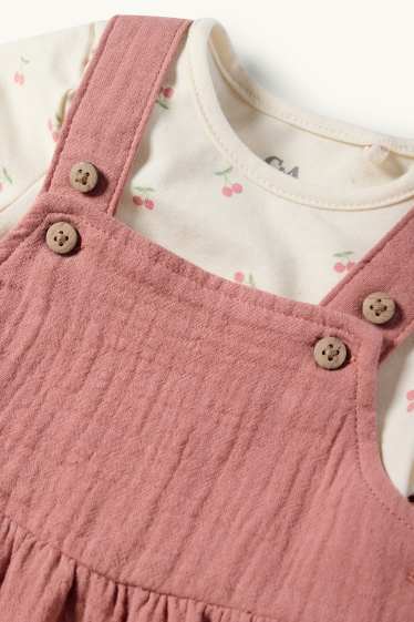 Baby Mädchen - Kirsche - Baby-Outfit - 2 teilig - dunkelrosa