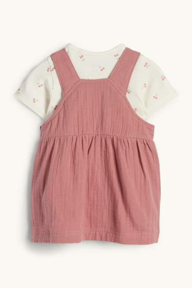 Baby Mädchen - Kirsche - Baby-Outfit - 2 teilig - dunkelrosa