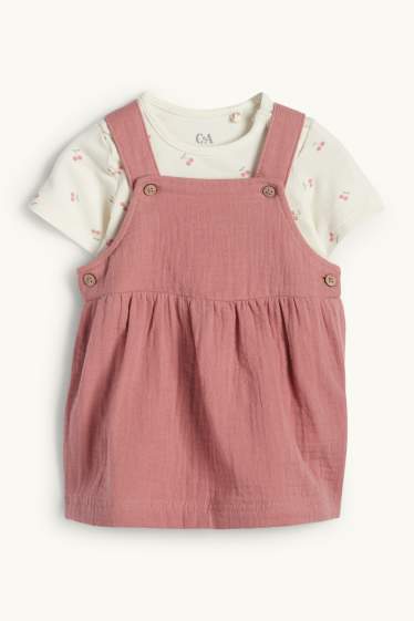 Baby Mädchen - Kirsche - Baby-Outfit - 2 teilig - dunkelrosa