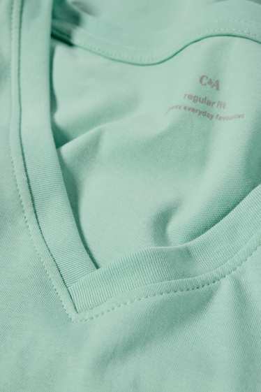 Damen - T-Shirt mit V-Ausschnitt - Regular Fit - mintgrün