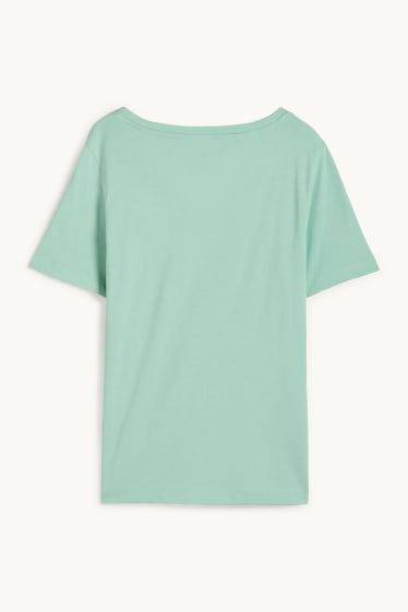 Damen - T-Shirt mit V-Ausschnitt - Regular Fit - mintgrün