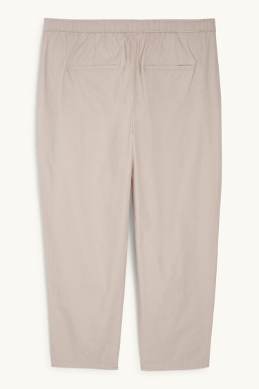 Femei - Pantaloni de stofă - talie medie - tapered fit - bej