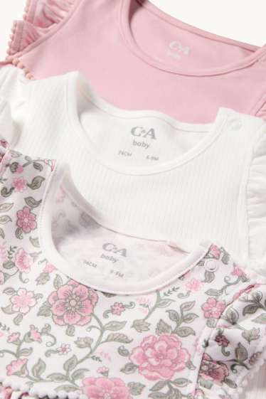 Baby Mädchen - Multipack 3er - Blümchen - Baby-Schlafanzug - pink