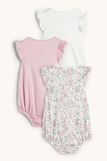 Baby Mädchen - Multipack 3er - Blümchen - Baby-Schlafanzug - pink