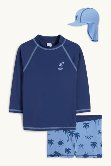 Baby Jungen - Palme - Baby-UV-Bade-Outfit - LYCRA® XTRA LIFE™ - 3 teilig - dunkelblau
