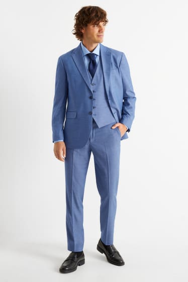 Herren - Anzug mit Krawatte - Regular Fit - Flex - 4 Way Stretch - blau