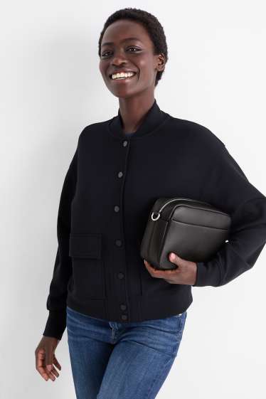 Dames - Schoudertas met afneembare draagriem - imitatieleer - zwart