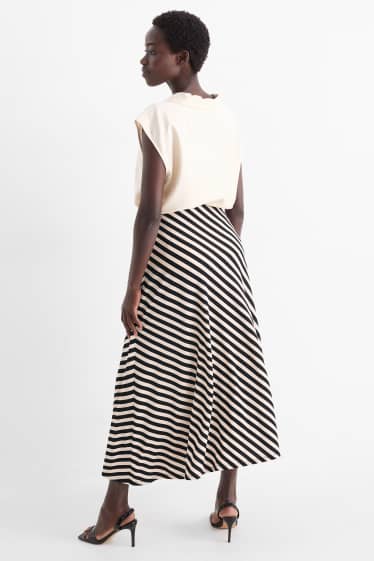 Damen - Rock - gestreift - schwarz / beige