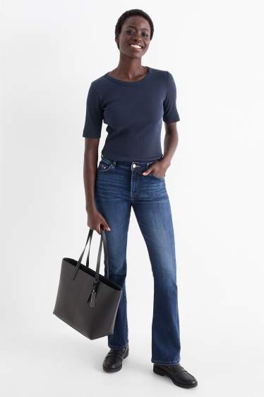 Dames - Grote shopper - imitatieleer - zwart