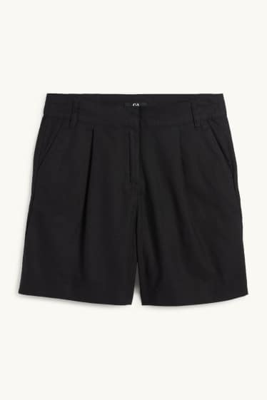 Dames - Short - mid waist - linnenmix - zwart