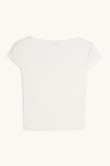 Femei - Tricou crop - alb