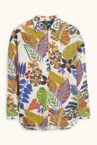 Femmes - Chemisier - à fleurs - beige clair