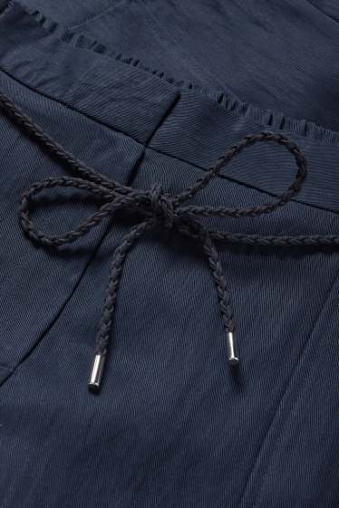 Femmes - Pantalon de toile - high waist - tapered fit - bleu foncé