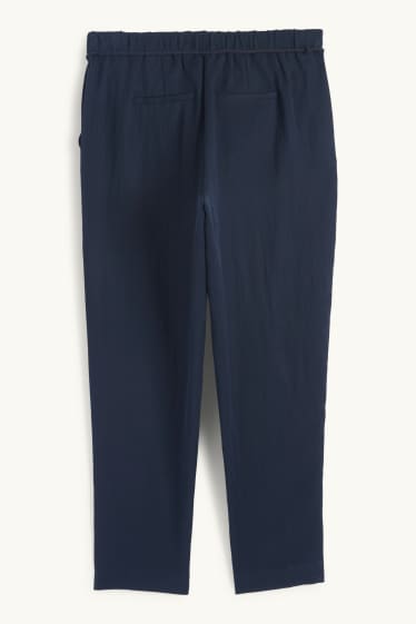 Femmes - Pantalon de toile - high waist - tapered fit - bleu foncé