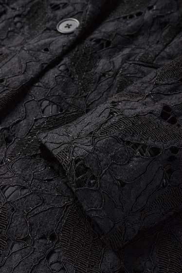 Donna - Blazer lungo di pizzo - relaxed fit - nero