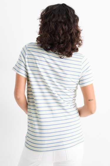 Women - Nursing T-shirt - striped - white / light blue