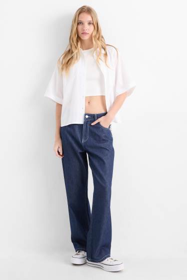 Dámské - Baggy jeans - mid waist - džíny - tmavomodré