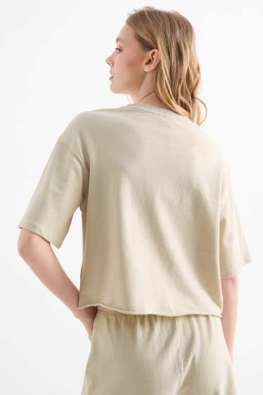 Femei - Tricou - supradimensionat - bej