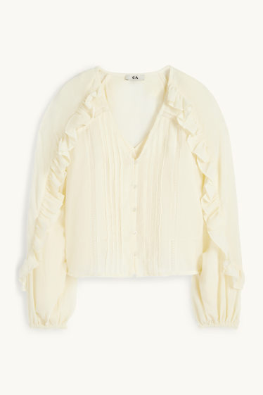 Mujer - Blusa de chifón - crema