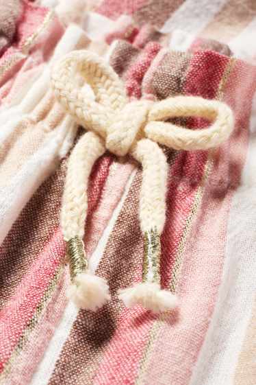 Kinder Mädchen - Stoffhose - Leinen-Mix - gestreift - cremeweiss