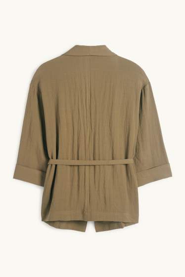 Damen - Longblazer - Relaxed Fit - khaki