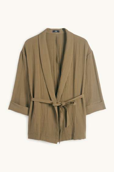 Damen - Longblazer - Relaxed Fit - khaki