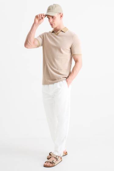 Hommes - Chino avec teneur en lin - tapered fit - blanc