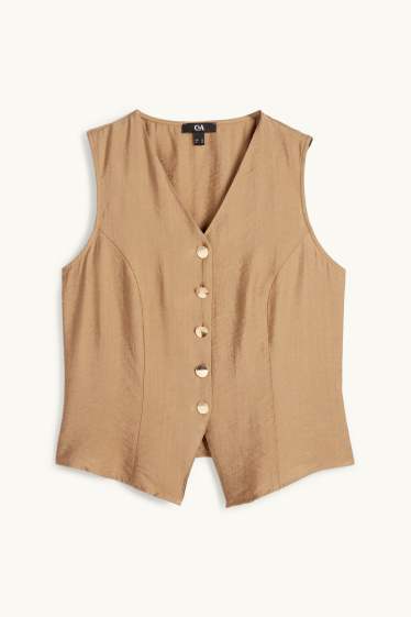 Femmes - Gilet dans manches - regular fit - marron clair