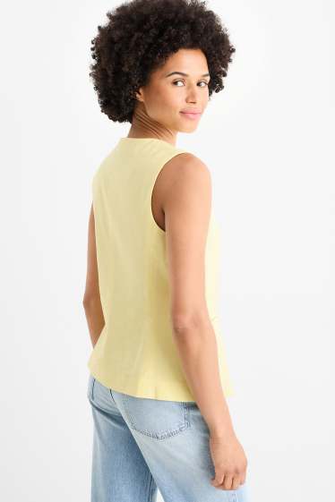 Femmes - Gilet sans manches - tailored fit - lin mélangé - jaune clair