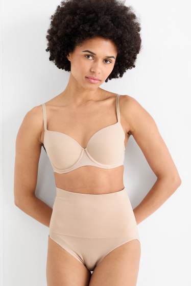 Femmes - Culotte gainante - sans coutures - beige clair