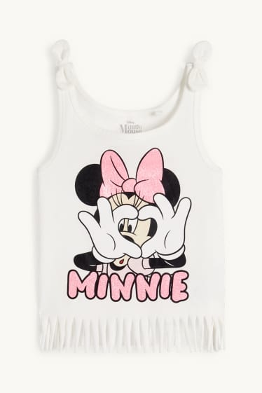 Děti - dívky - Minnie Mouse - top s třásněmi - krémově bílá