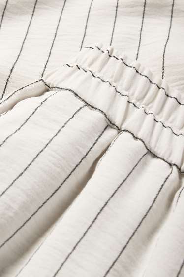 Women - Cloth trousers - mid-rise waist - wide leg - pinstripes - cremewhite