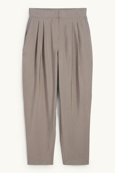 Femmes - Pantalon de bureau - high waist - loose fit - gris