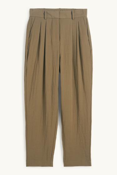 Damen - Business-Hose - High Waist - Loose Fit - grün