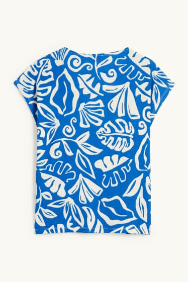 Mujer - Camiseta con escote en pico - regular fit - estampada - azul / blanco