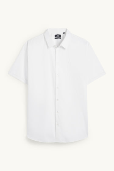 Uomo - Camicia - regular fit - colletto all'italiana - no stiro - tramata - bianco