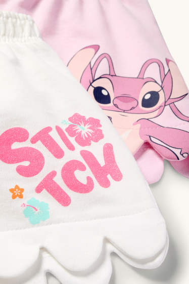 Bambine - Confezione da 2 - Lilo & Stitch - shorts in felpa - rosa