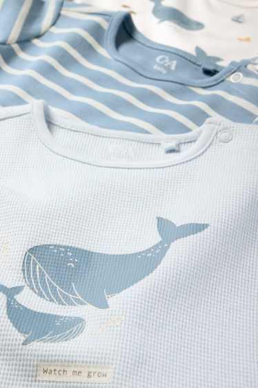 Baby Boys - Multipack of 3 - whale - baby sleepsuit - light blue