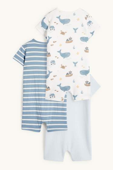 Baby Boys - Multipack of 3 - whale - baby sleepsuit - light blue