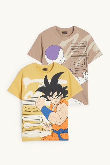 Enfants garçons - Lot de 2- Dragon Ball Z - T-shirts - taupe