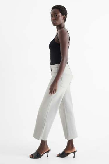 Damen - Crop Wide Leg Jeans - Mid Waist - helljeansgrau