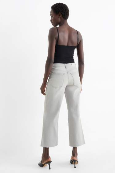 Damen - Crop Wide Leg Jeans - Mid Waist - helljeansgrau