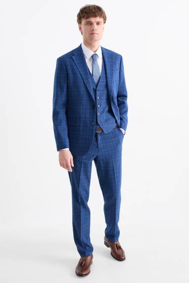 Herren - Anzug mit Krawatte - Regular Fit - Stretch - 4 teilig - dunkelblau