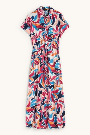 Donna - Vestito a blusa - fantasia - rosa scuro